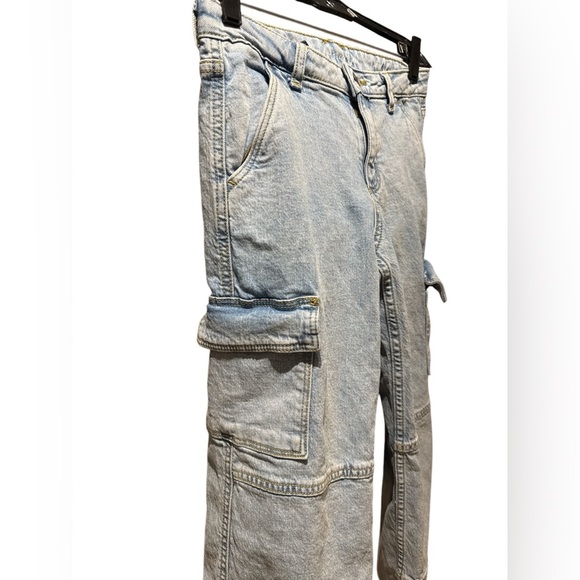 3/$20 Art Class Girls’ Light Wash Flared Cargo Jeans | Size 12 |Trendy Y2K Style - Picture 3 of 8